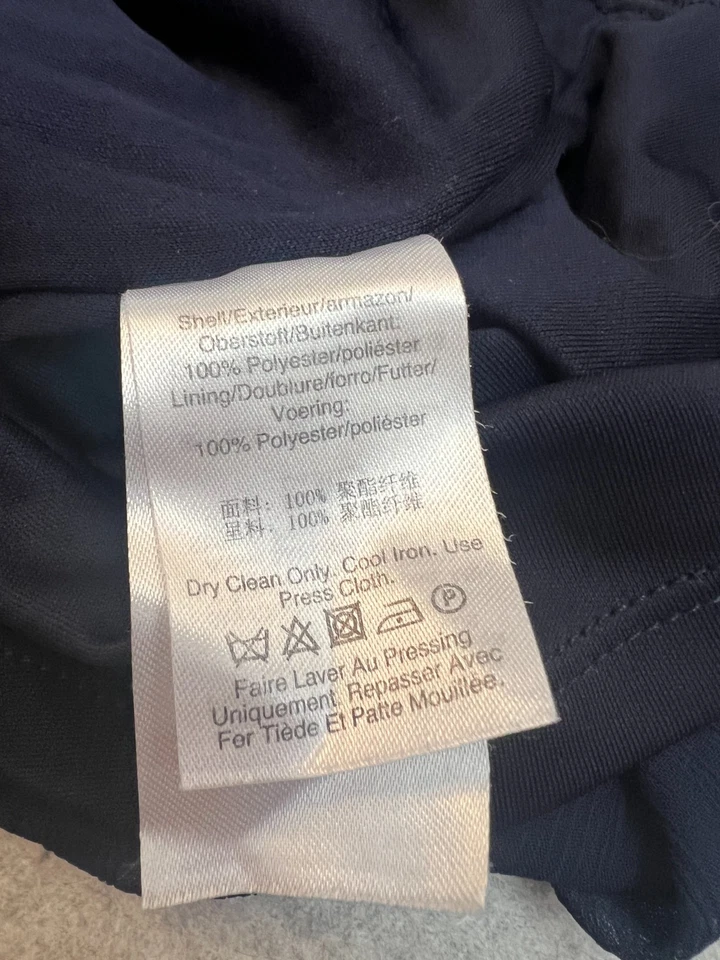 Vestido plisado para mujer DKNY azul marino cuello en V sin mangas corbata forrada de gasa talla 10 Foto 3 de 4