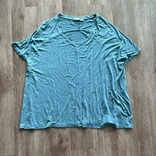 Double Zero V-Neck Basic Oversized Short Sleeve T-Shirt Dark Teal Small Boxy