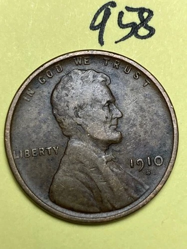 1910-S LINCOLN WHEAT CENT, low mintage date, "Fine" condition #958
