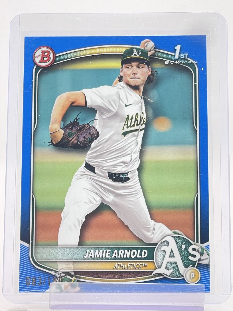 JAMIE ARNOLD 2025 BOWMAN DRAFT 1ST BLUE BORDER PAPER ATHLETICS /150 Q4856