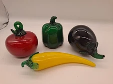 Vintage Hand Blown Fruit Set Of 4