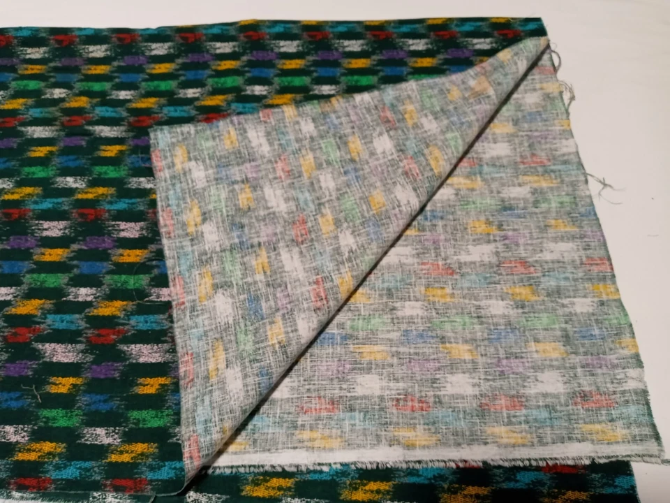 1.5 yards Multicolor Fabric 38" x 53" Geometric Lightweight Denim *read - Image 3 of 4