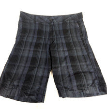 Shorts Flat Front Bermuda Shorts Size 34 Navy Blue Plaid