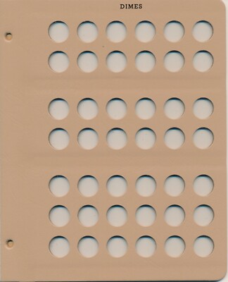 Dansco Coin Album Blank Page for United States Dimes 10 cents