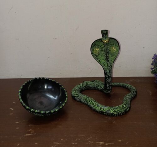 Python Serpent Statue Oil Diya Lamp Brass Reptiles Snake Sculpture Decor AJ181 - Picture 3 of 12