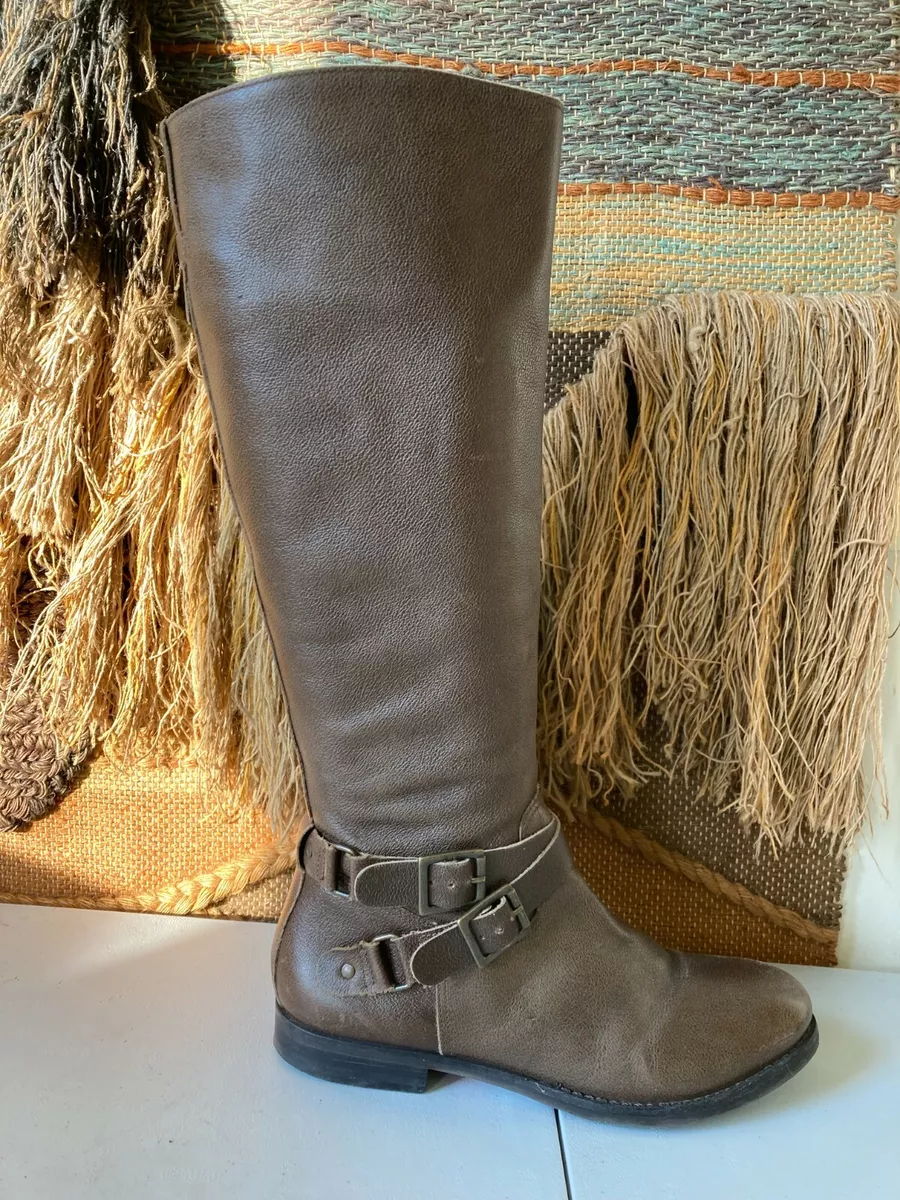 Brown Zippered Knee High Boots