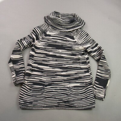 Lucky Brand Sweater Womens Medium Long Sleeve Pullover High Neck Pockets Stripes