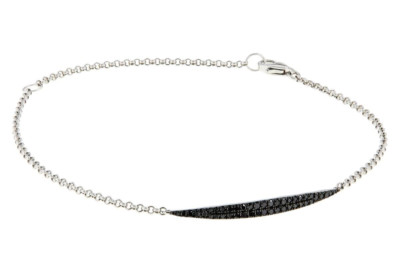 Sterlingsilber schwarzer Diamant gebogener Stab verstellbar Armband, Colleen Lopez 
