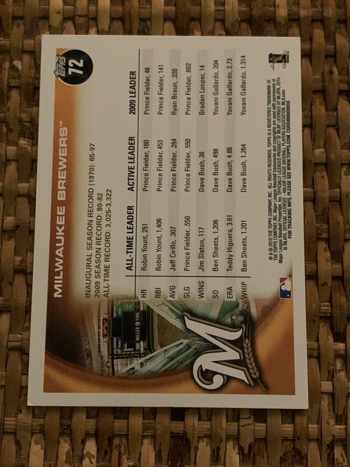 2010 Topps Baseball Franchise History Milwaukee Brewers Card 72 eBay