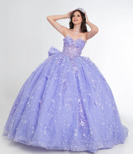 Sweetheart Lavender Quinceanera Dresses with Bow Glittering Sweet 15 Ball Gowns