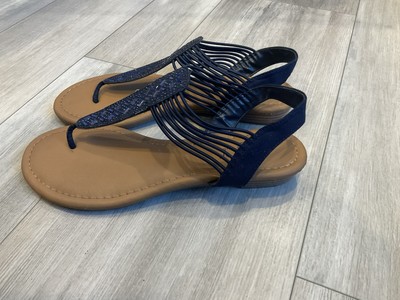Sugar Womens Blue Beaded Thong Sandals Size 6.5M