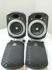 BLACK Logitech Z-680 Left and Right (2) speakers set RCA connector TESTED
