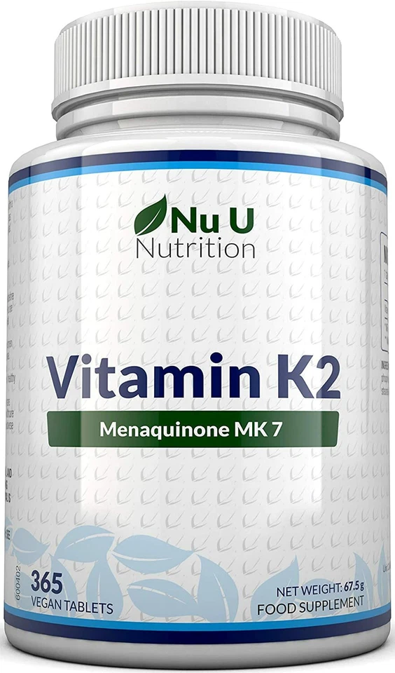 NU U NUTRITION Vitamin K2 MK7 200 µg 365 Vegetarische und Vegane Tabletten Menaquinon