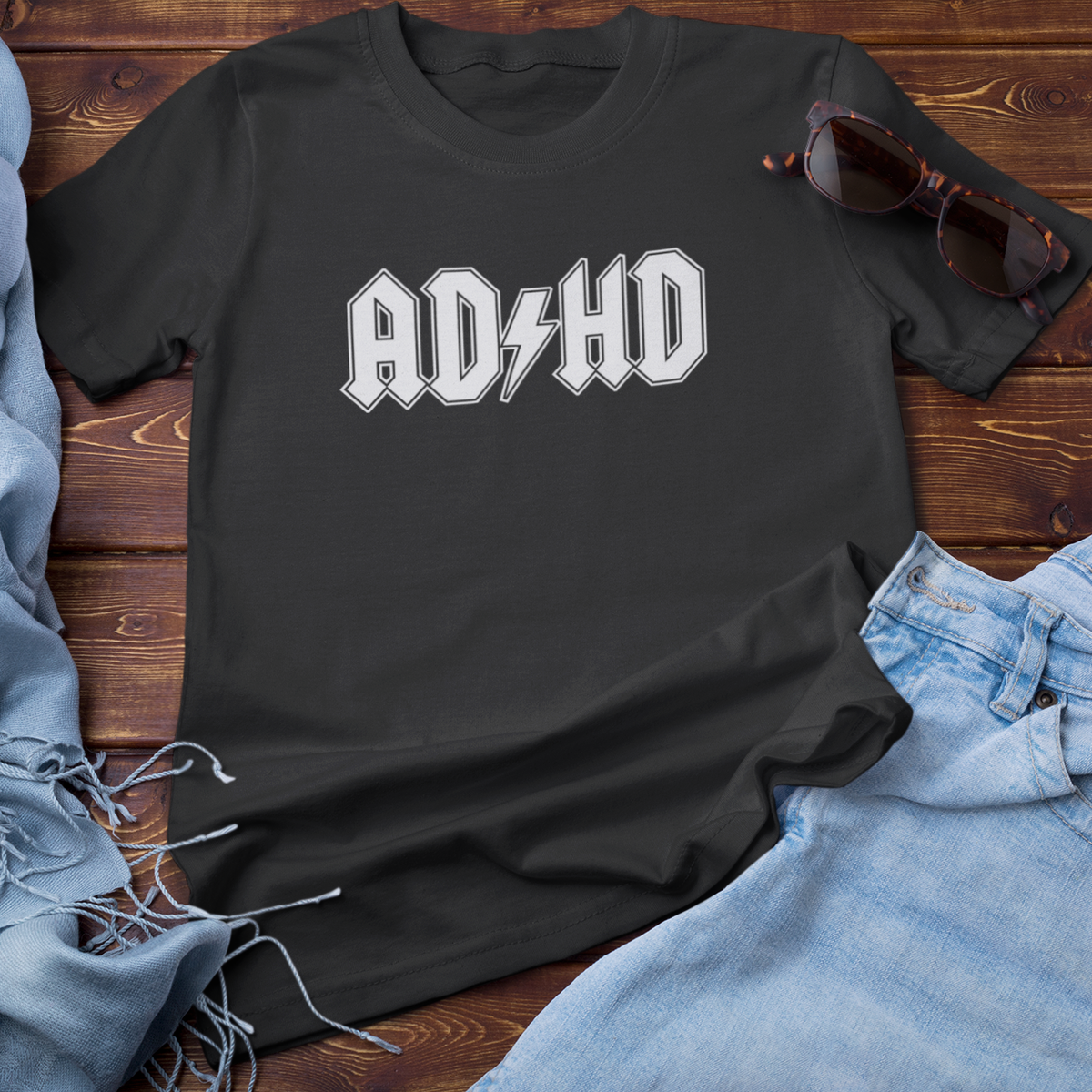 ADHD T-SHIRT (Rock Metal Attention Deficit ADD Squirrel ASD Mental