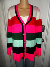 Cute Crown  Ivy size M multi color stripe tunic cardigan sweater women NWT