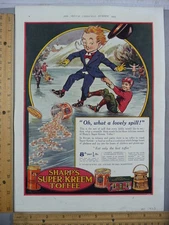 Rare Original VTG 1923 Sharp's Super Kreem Toffee Sketch Advertising Art Print