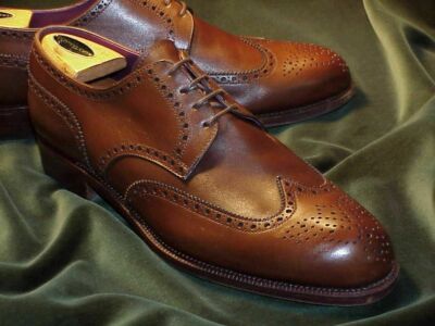 Men Handmade Shoe Genuine Brown Leather Oxford Brogue Wingtip Derby Formal Boot