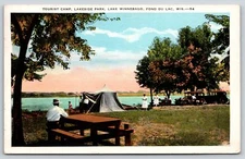 Fond du Lac Wisconsin~Lakeside Park Tourist Camp~Camping~Lake Winnebago~1937 Pc