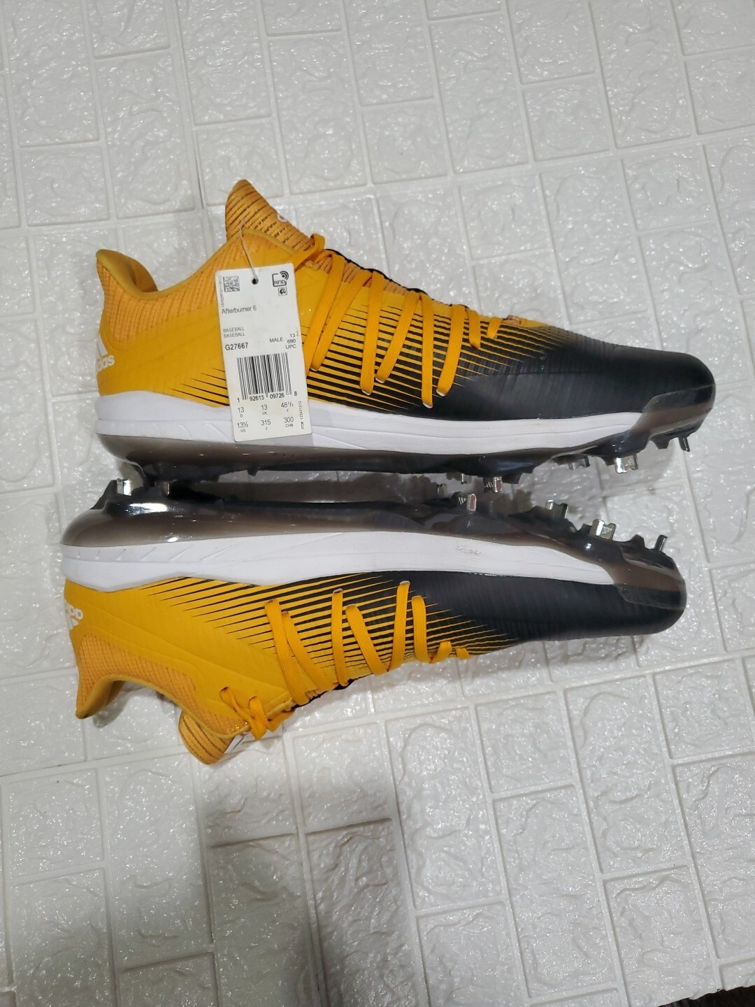 NWT ADIDAS Afterburner 6 Metal Spike Baseball Cleats SIZE 13.5 Yellow thumbnail 8