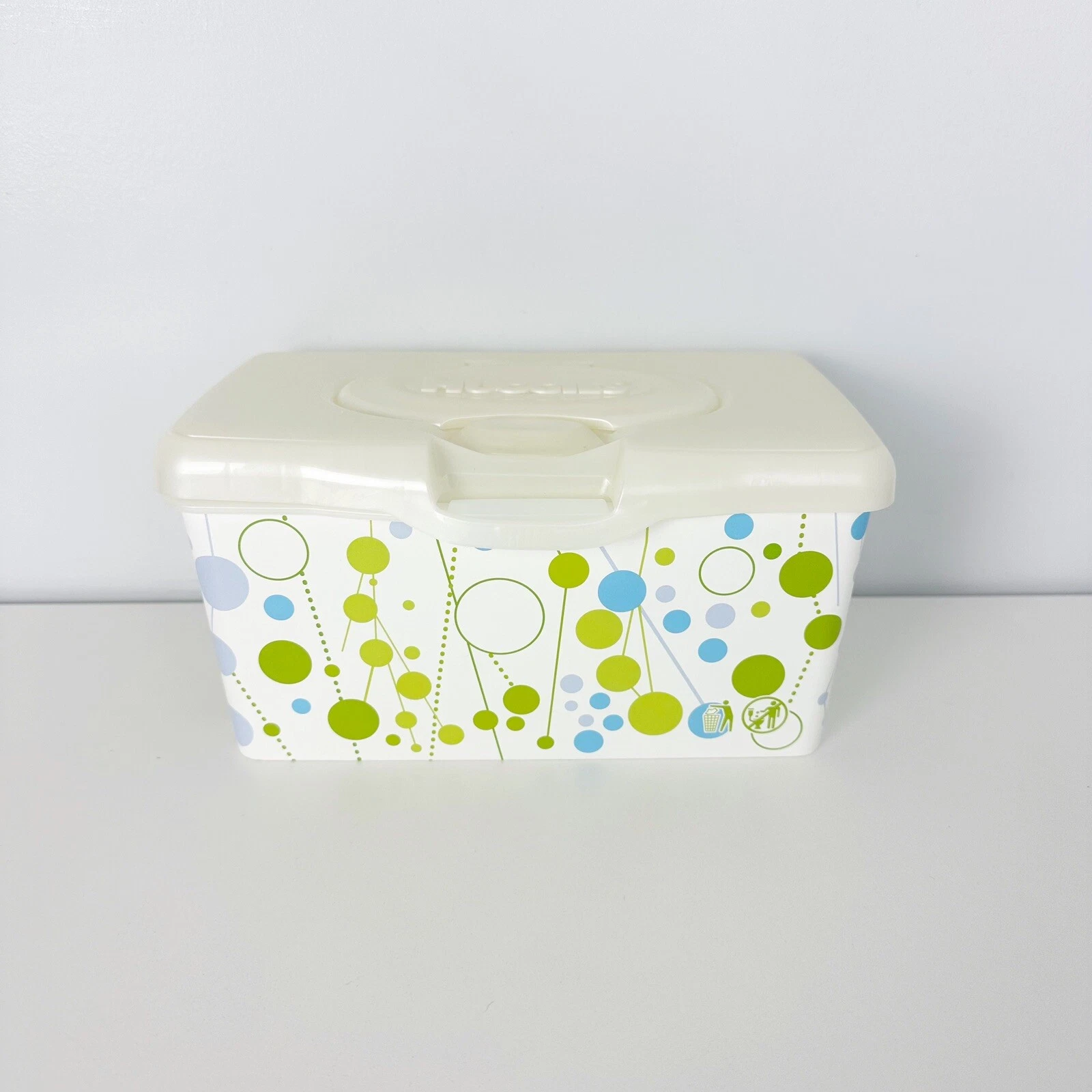 Huggies Baby Wipes EMPTY Container Polka Dot Blue Green Pop Up Refillable 2012