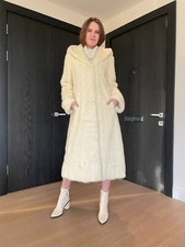 White Mink Fur Coat With Hood For Women