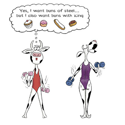 Funny Buns of Steel or with Icing Birthday Card – Cartoon Humour Greeting Card