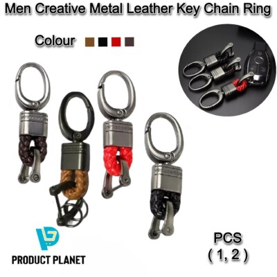 Premium Herren Schlüsselanhänger - Leder & Metall Autoschlüsselring Keyfob Halter