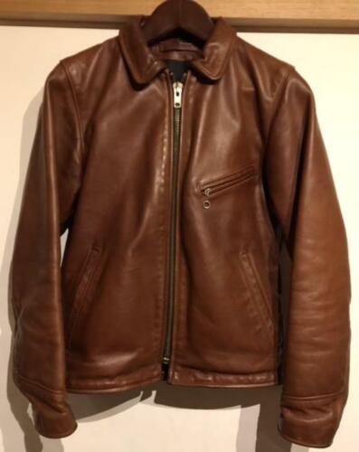 Vanson Authentic Leather Single Riders Jacket Brown Size 34 Used from Japan - Afbeelding 1 van 5