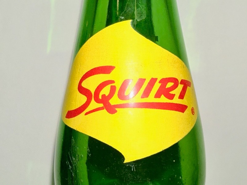 Vintage Squirt Soda Bottle – 12 oz Green Glass – “Never an After-Thirst” Twisted
