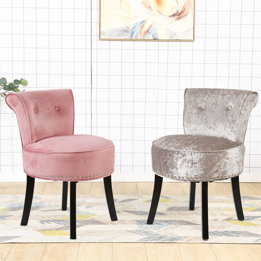 pink velvet dressing table stool Pink Velvet Accent Chair Living Room Upholstered Vanity Dressing Stool Tub Sofa