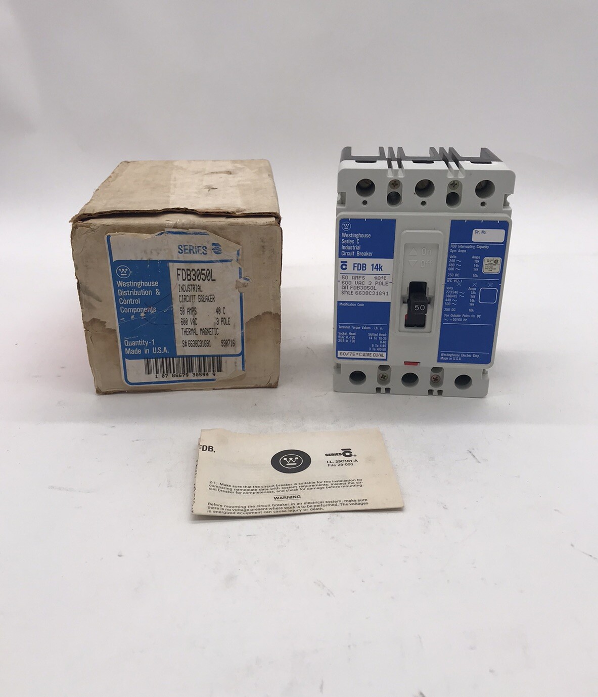 Houston Stock New Eaton Fdb3050L Type Fdb 50 Amp 600V Free 2 Day Air Buy Now