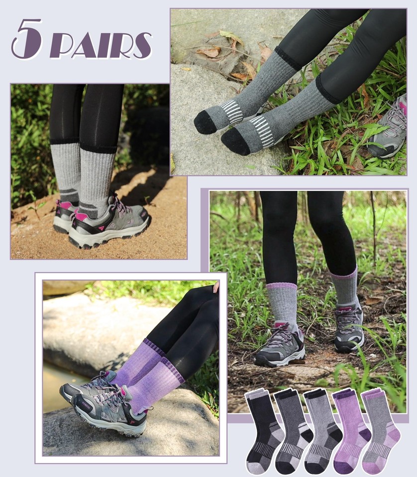 Womens Merino Wool Hiking Socks Thermal Warm Winter Boot Crew Socks
