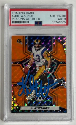 Kurt Warner Signed 2022 Mosiac Prizm Orange Rams #245 Card Slabbed PSA 85248065