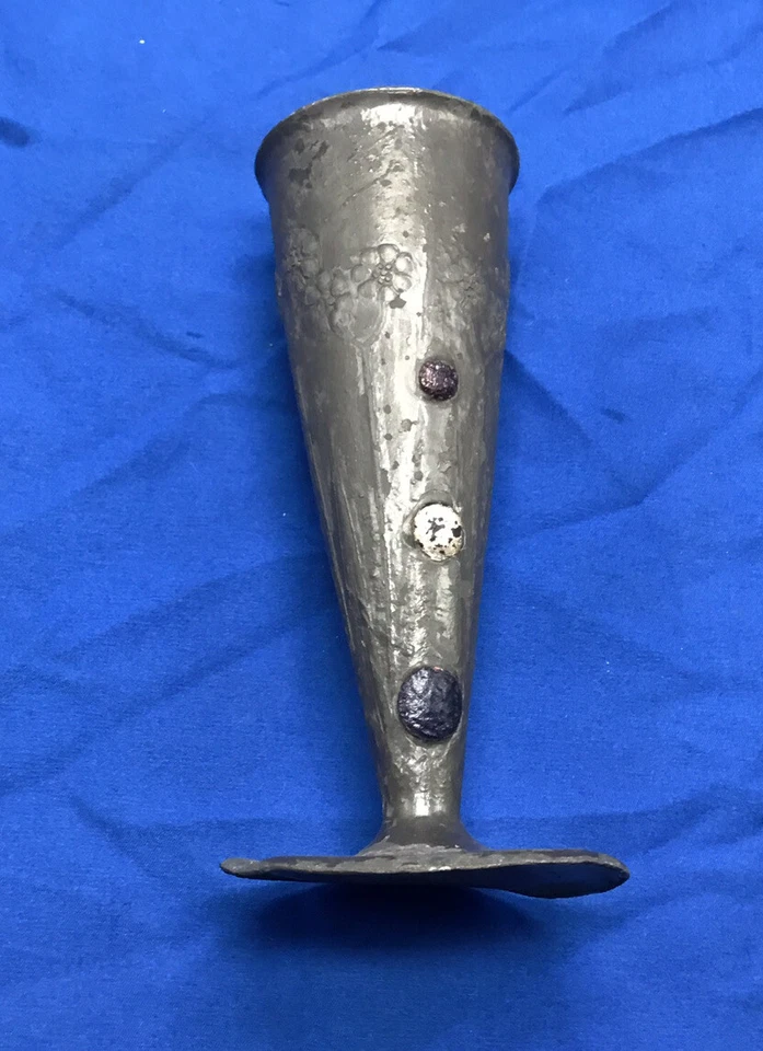 Liberty &Co Archibald Knox Tudric  Enamelled Pewter 6” flower bud vase - Image 2 of 4