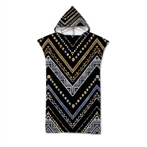 Aztec Geometric Zigzags Chevrons Triangles Hooded Bath Pool Beach Poncho Towel