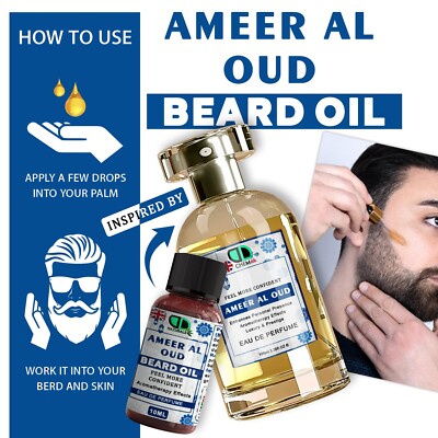 Ameer Al Oud Beard Oil 10ml, Beard Growth, Men Arabian oud Eau De Perfume Oil UK