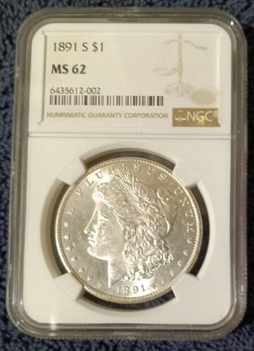 1891-S Morgan dollar, NGC MS62, Brilliant Fields