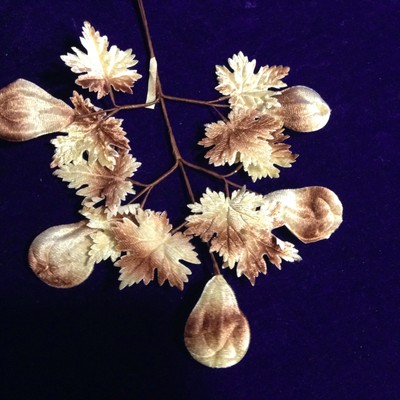 Hair Z38 Vintage Millinery Flower 3 1//2/" Brown Green Velvet Leaf Lot 6p Hat