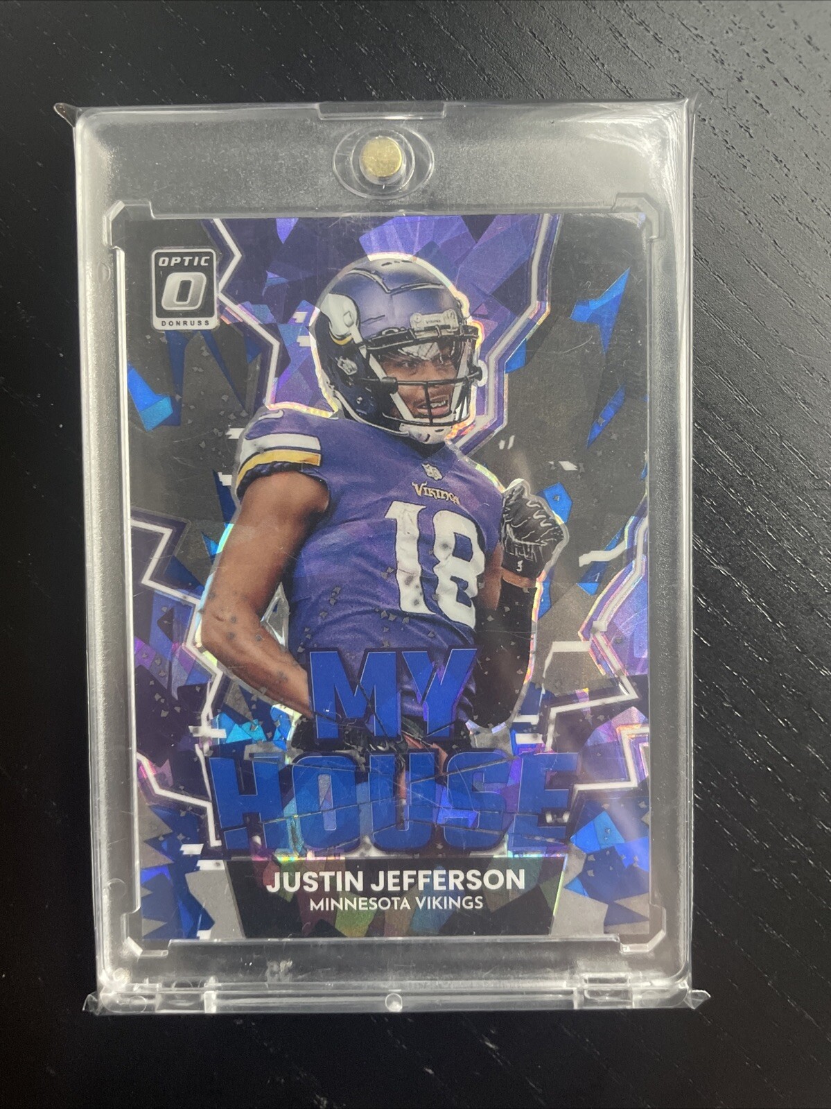 2022 donruss optic blue cracked ice my house justin jefferson /15