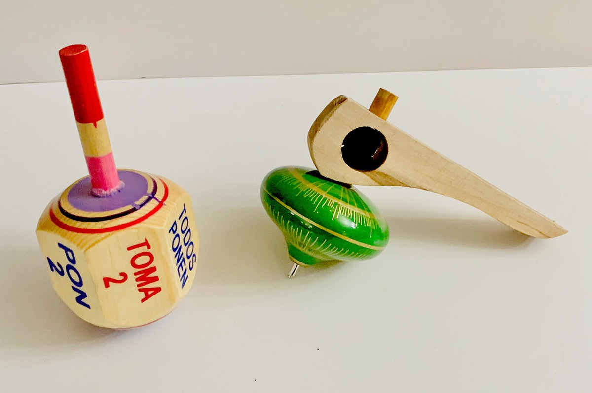 Wood Spinning Tops Wood Tomatodo Trompo/Pirinola De Madera Y