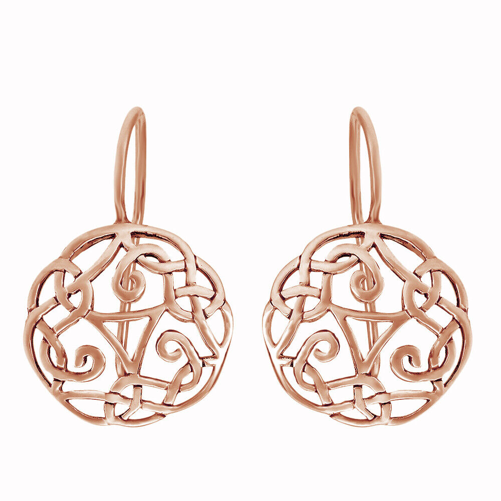 Fine 14k Rose Gold Designer Celtic Knot Statement Earrings