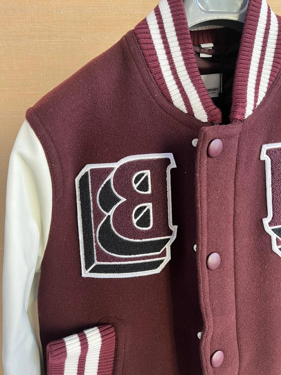 Burberry London Teddy Varsity Jacket in Deep Maroon BNWT 48