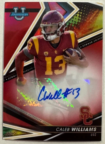 CALEB WILLIAMS 2022 Bowman University Best Red Refractor /10 USC Trojans Auto