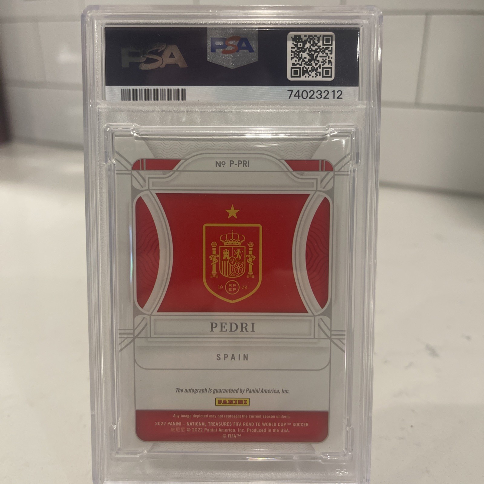 2022 Panini National Treasures RTWC Pedri Auto Penmanship /99 #P-PRI  PSA 9 MINT view 2