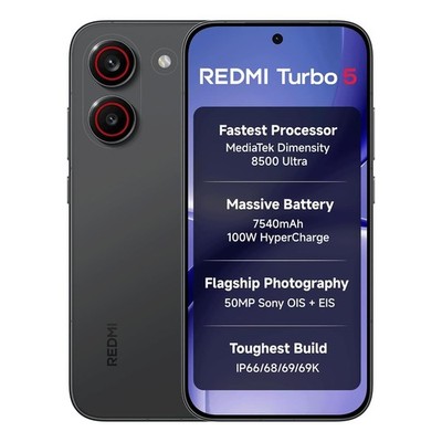XIAOMI REDMI Turbo 5 5G 12GB 256GB Black Dimensity 8500 Ultra 7540mAh NFC GLOBAL