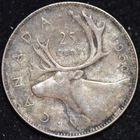1950 EXTREMELY FINE-ALMOST UN Canadian Quarter, 800 SILVER, Act.Silver.Wt .15 oz