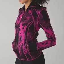 Lululemon Daily Practice Jacket Blooming Pixie Raspberry Black / Black Size 4