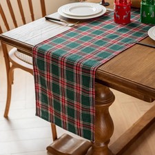 13x90 Inch Green Tartan Christmas Table Runner - 13 x 90 Inch Green Plaid