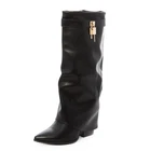 Women's Gold Lock Tube Knee Boots Shark Style TOOCOOL G698