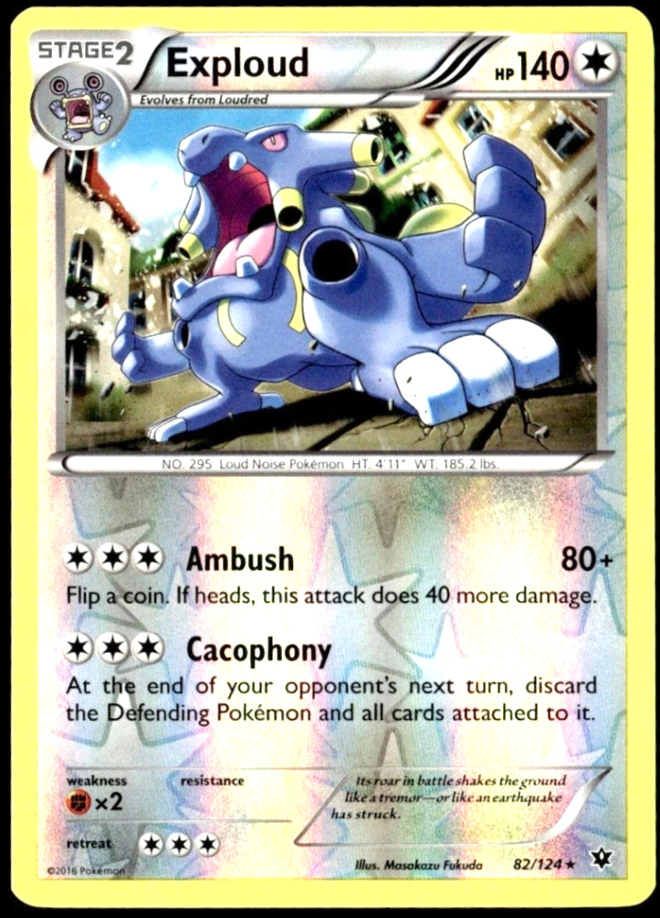 Exploud Reverse Holo Rare Pokemon TCG Card 82/124